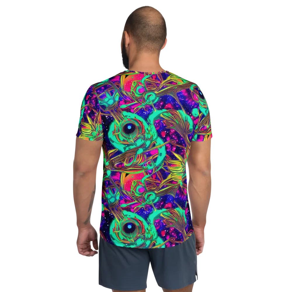 Neon Nebula Reef on Men's Athletic T-Shirt — Back