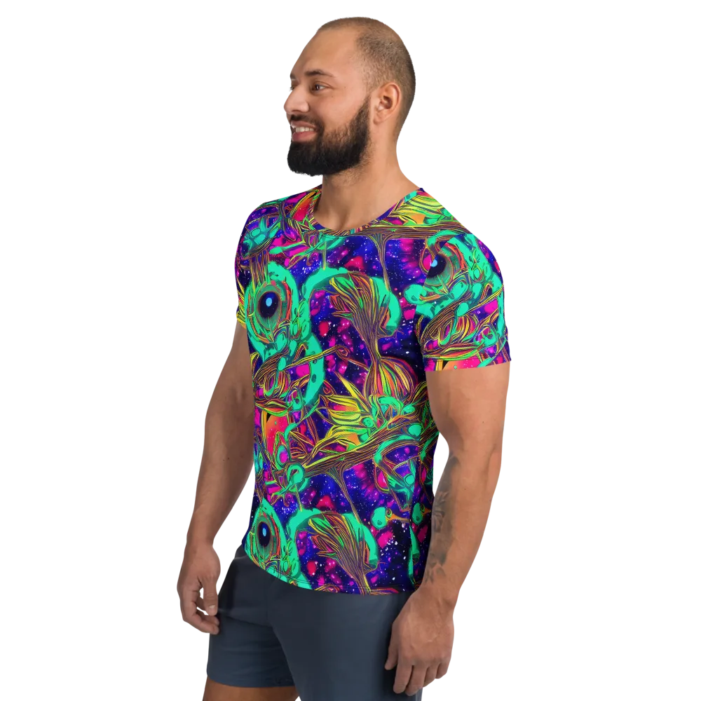 Neon Nebula Reef on Men's Athletic T-Shirt — Left