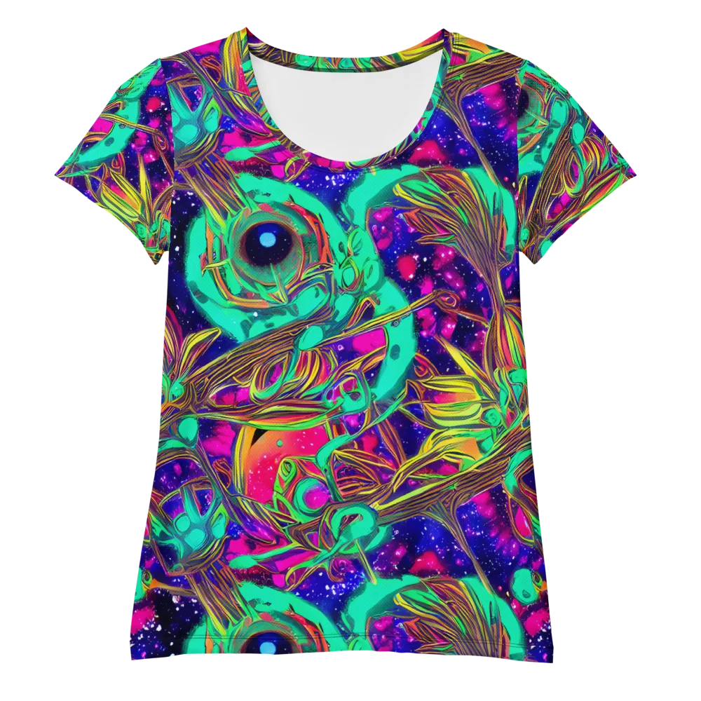 Neon Nebula Reef on Women's Athletic T-Shirt — Front