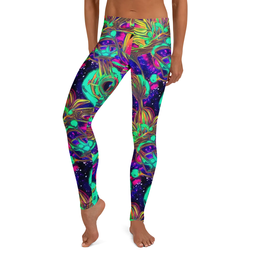 Neon Nebula Reef on Leggings — Front