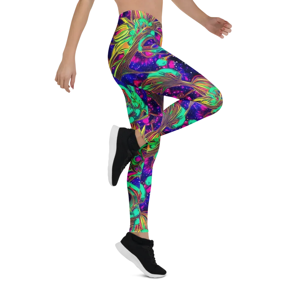 Neon Nebula Reef on Leggings — Right