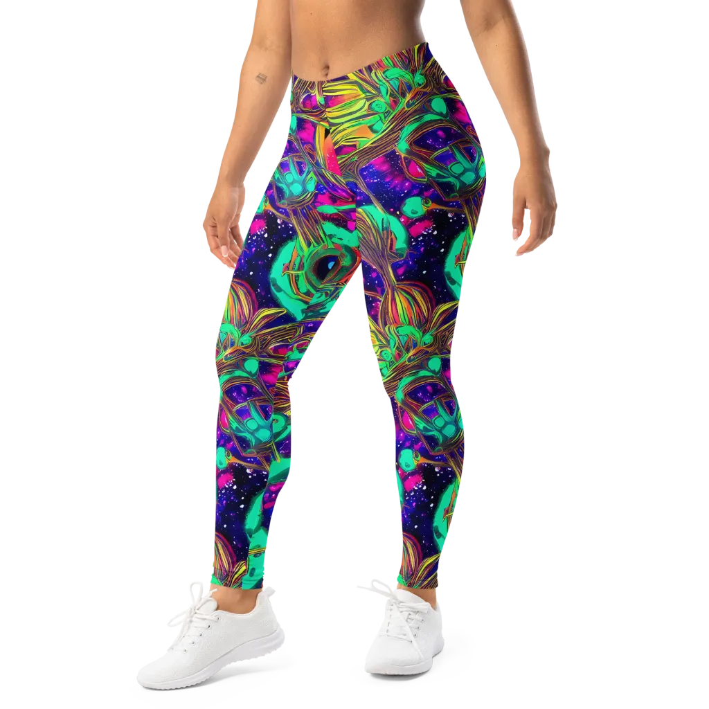 Neon Nebula Reef on Leggings — Left Front