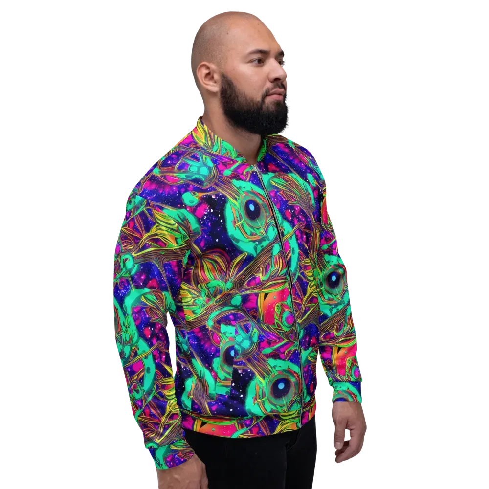 Neon Nebula Reef on Bomber Jacket — Right