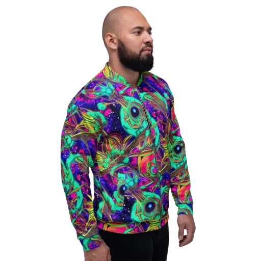 Neon Nebula Reef on a Bomber Jacket