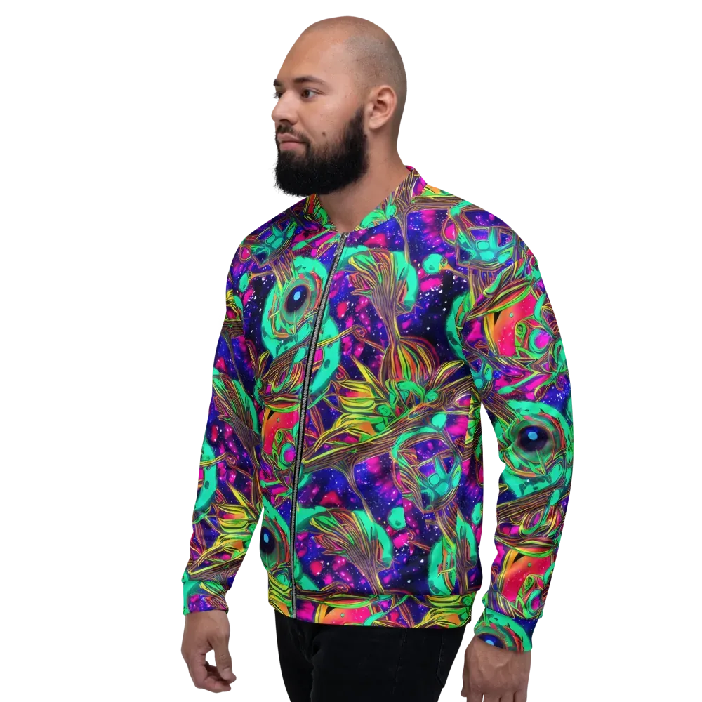Neon Nebula Reef on Bomber Jacket — Left