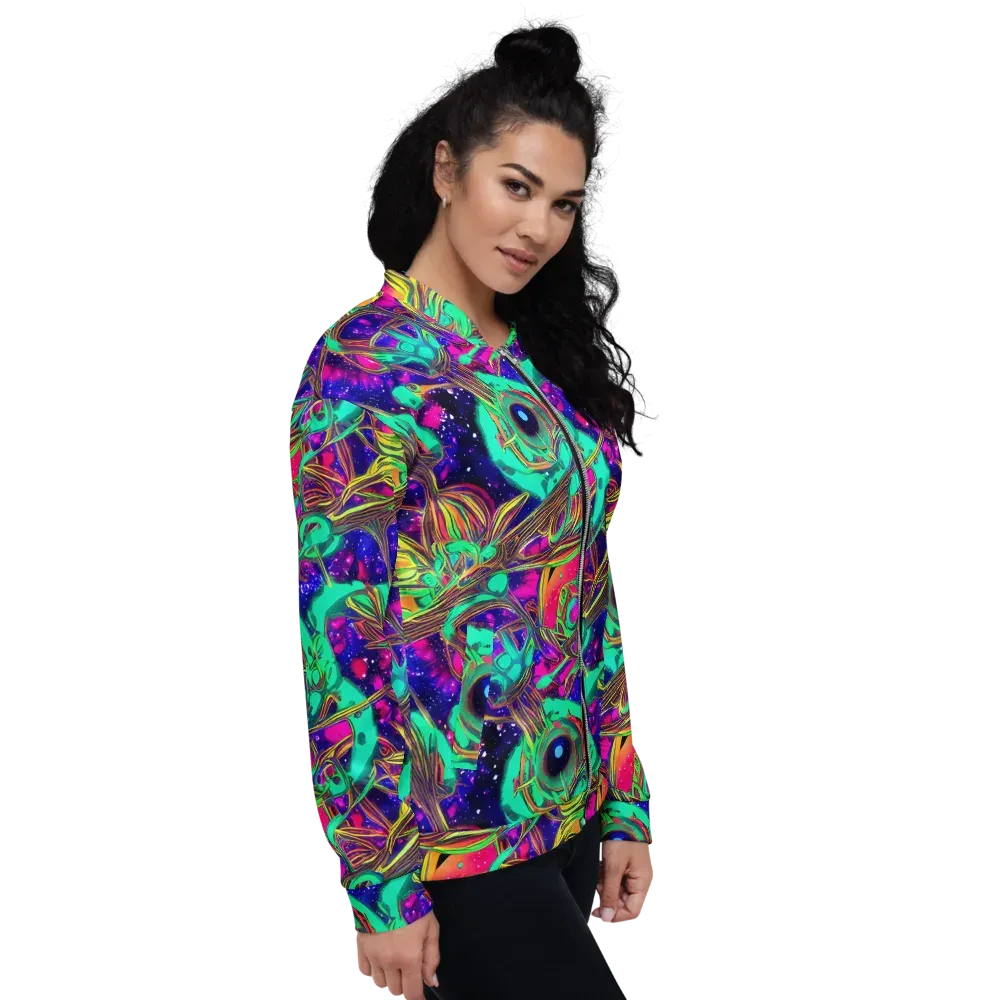 Neon Nebula Reef on Bomber Jacket — Right