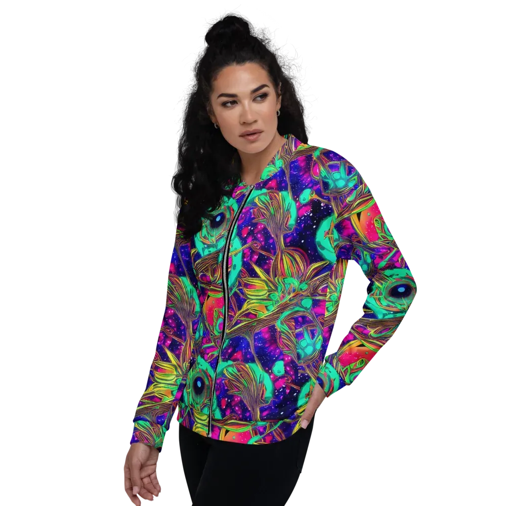 Neon Nebula Reef on Bomber Jacket — Left