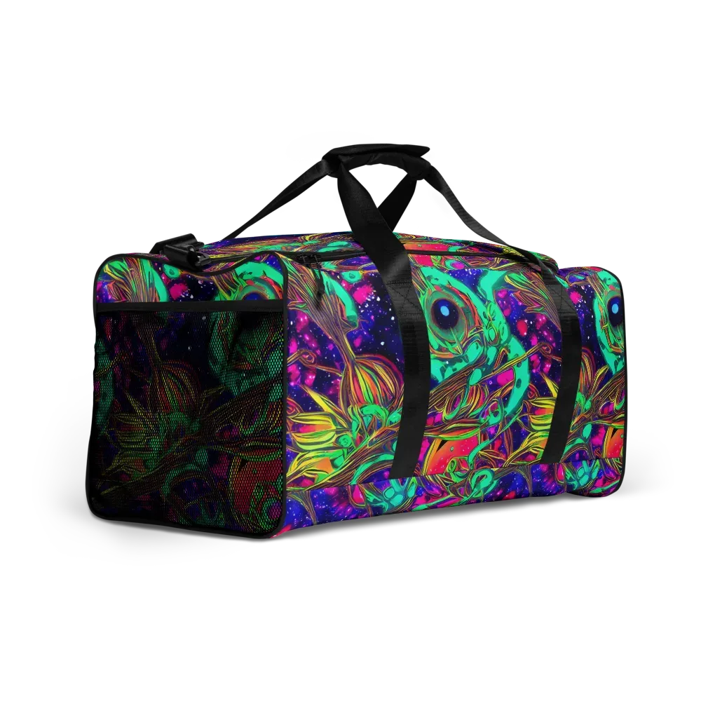 Neon Nebula Reef on Duffle Bag — Right Front