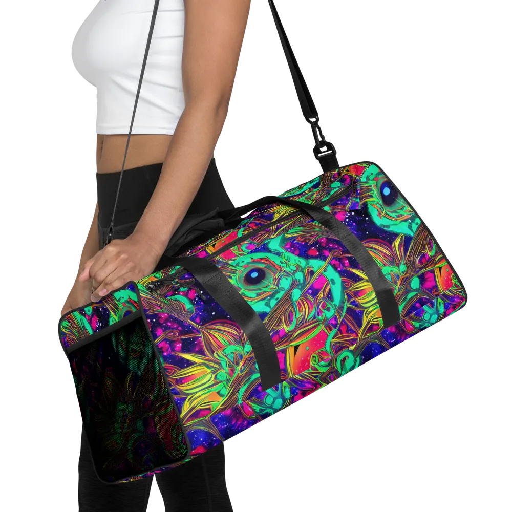 Neon Nebula Reef on Duffle Bag — Front