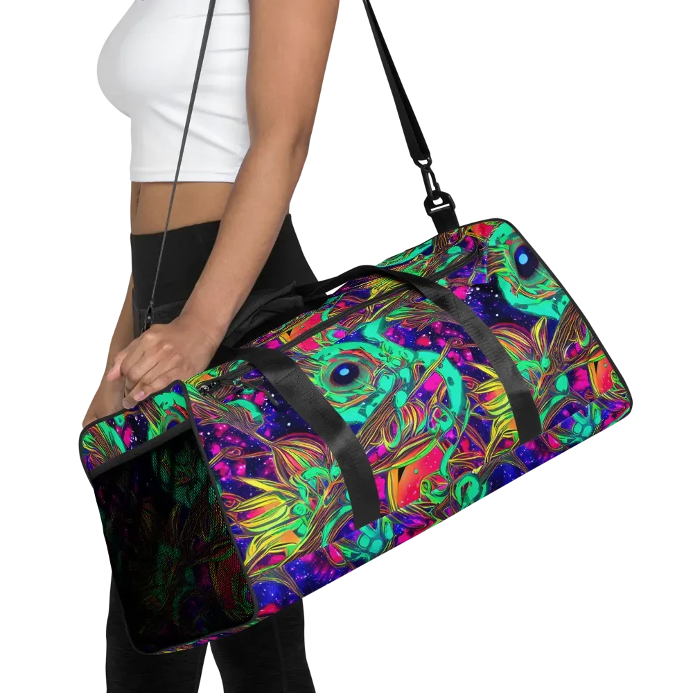 Neon Nebula Reef on Duffle Bag — Front