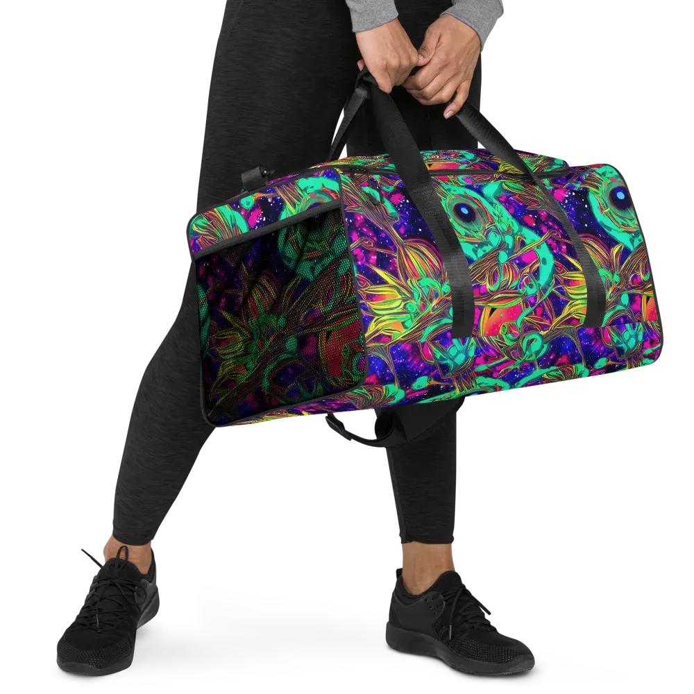 Neon Nebula Reef on Duffle Bag — Right Front