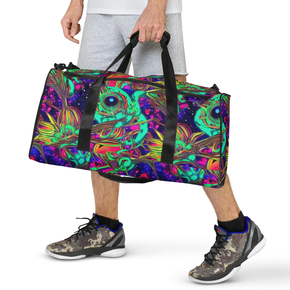 Neon Nebula Reef on Duffle Bag — Front