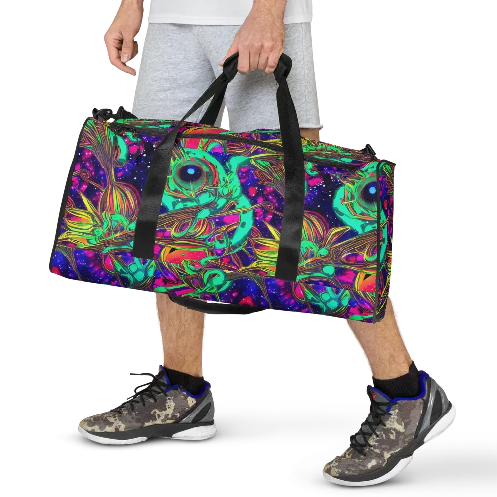 Neon Nebula Reef on Duffle Bag — Front