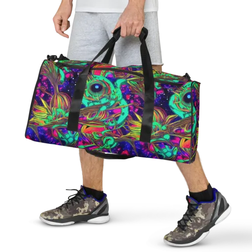Neon Nebula Reef on a Duffle Bag
