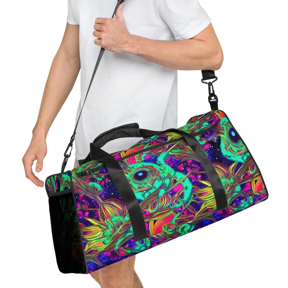 Neon Nebula Reef on Duffle Bag — Right Front