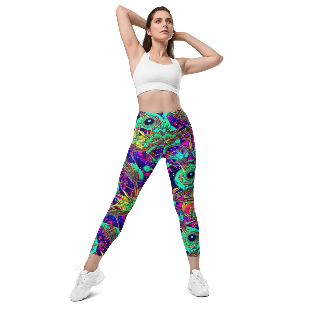 Neon Nebula Reef on Leggings with Pockets — Front