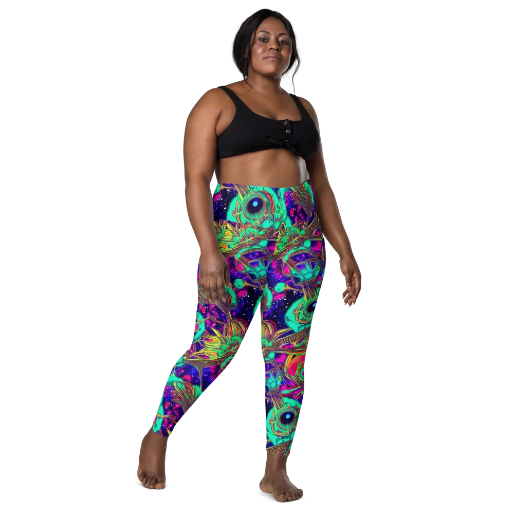 Neon Nebula Reef on Leggings with Pockets — Front