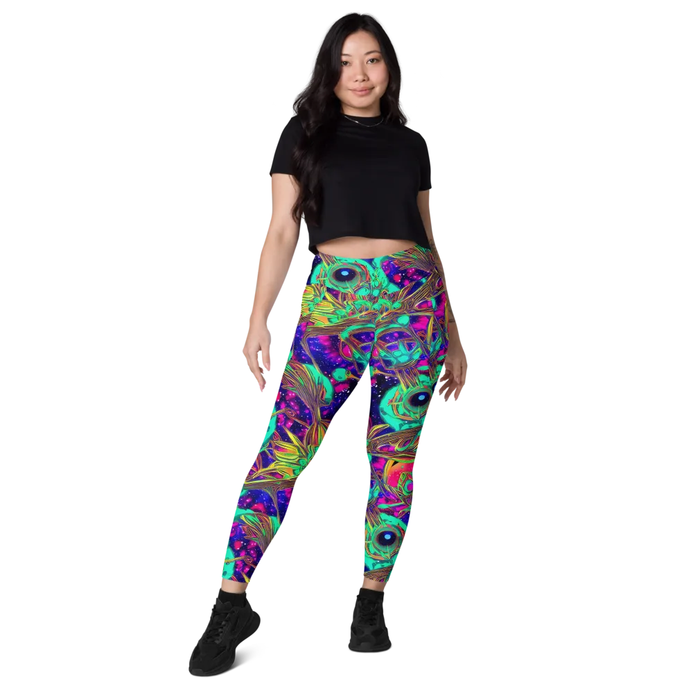 Neon Nebula Reef on Leggings with Pockets — Front