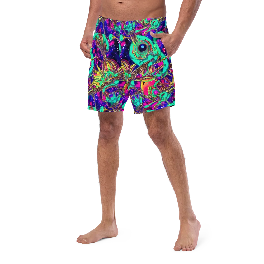 Neon Nebula Reef on Swim Trunks — Left Front