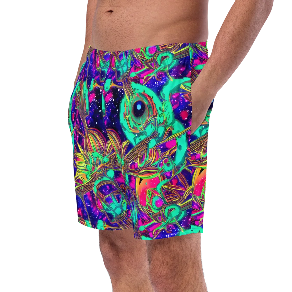 Neon Nebula Reef on Swim Trunks — Left Front