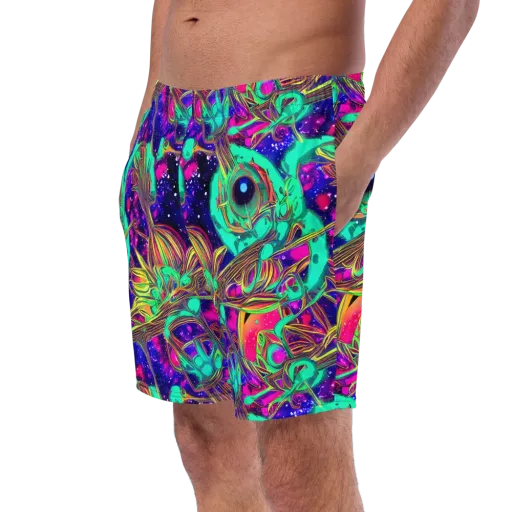 Neon Nebula Reef on a Swim Trunks