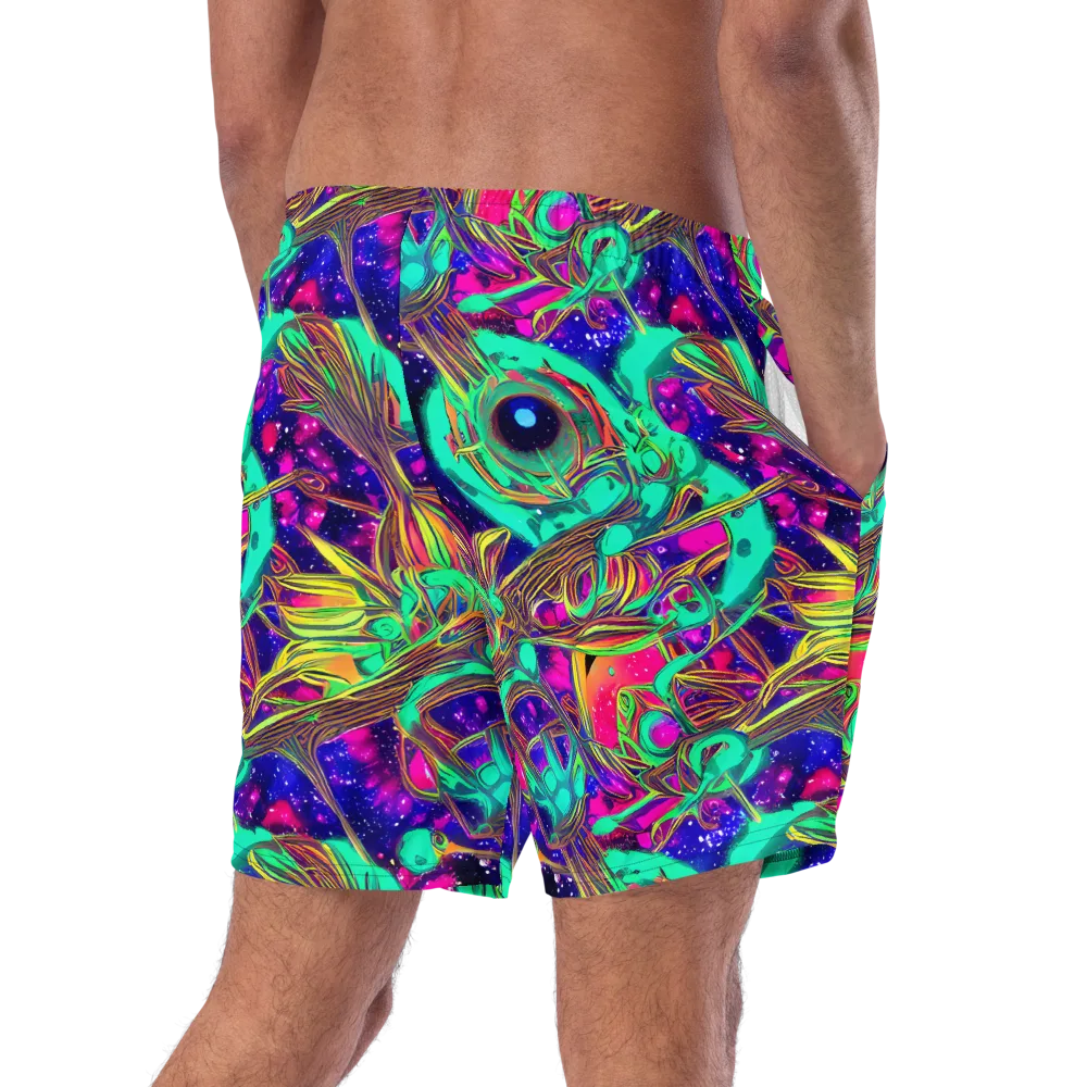Neon Nebula Reef on Swim Trunks — Right Back