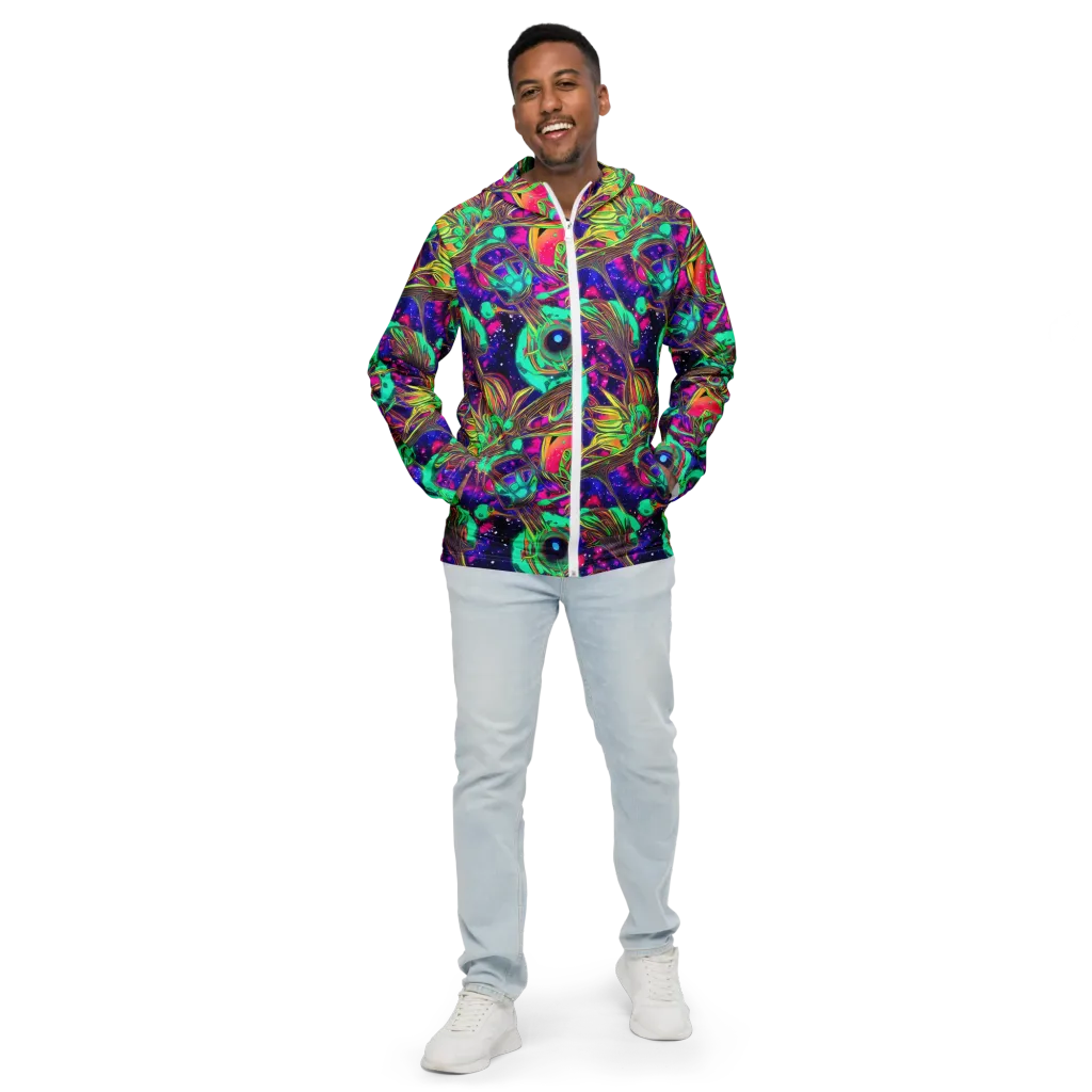 Neon Nebula Reef on Men's Windbreaker — Front