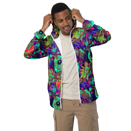 Neon Nebula Reef on a Men's Windbreaker