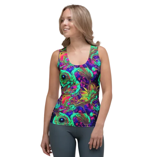 Neon Nebula Reef on a Women's Tank Top