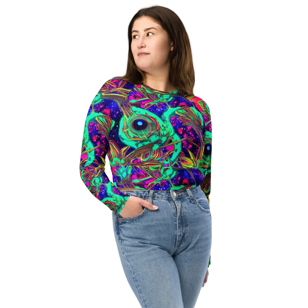 Neon Nebula Reef on Long Sleeve Crop Top — Front