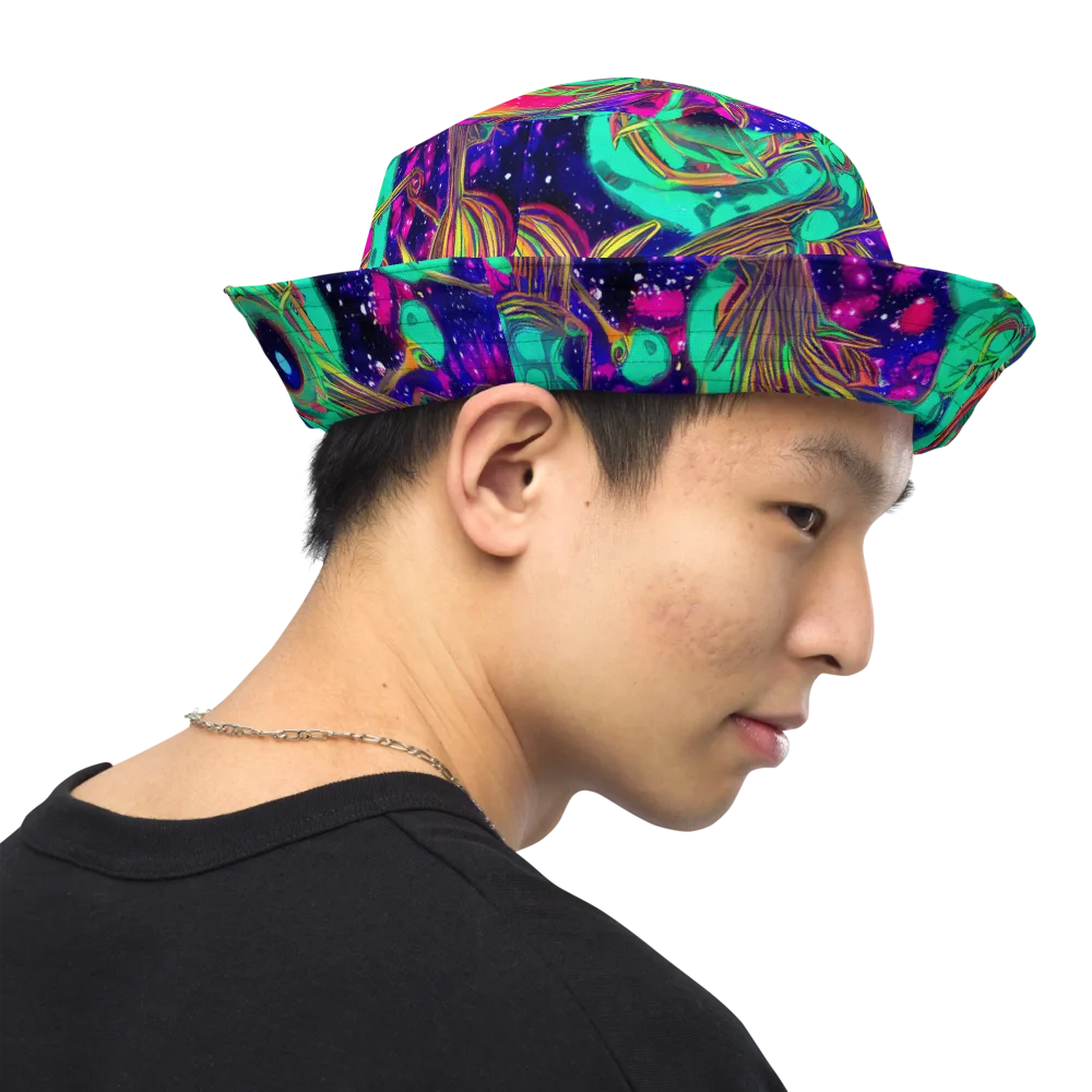 Neon Nebula Reef on Reversible Bucket Hat — Right Outside