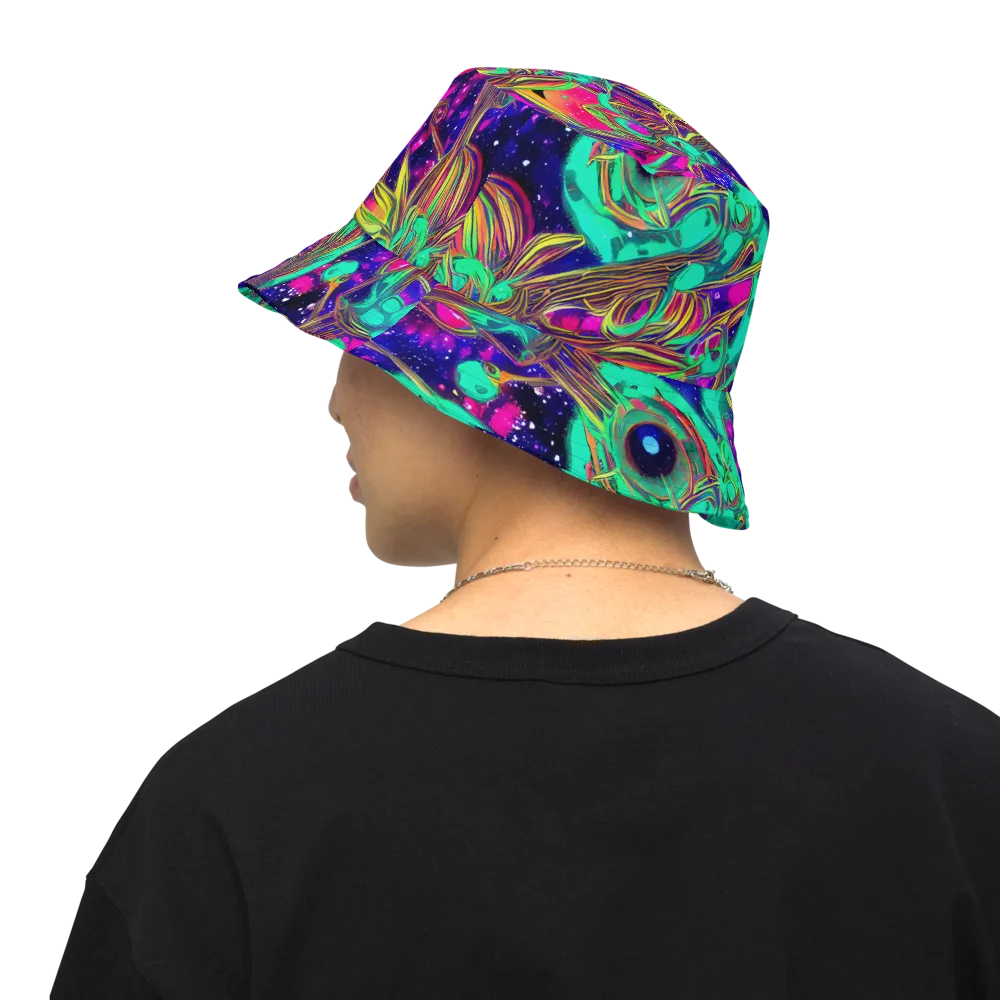 Neon Nebula Reef on Reversible Bucket Hat — Back Inside