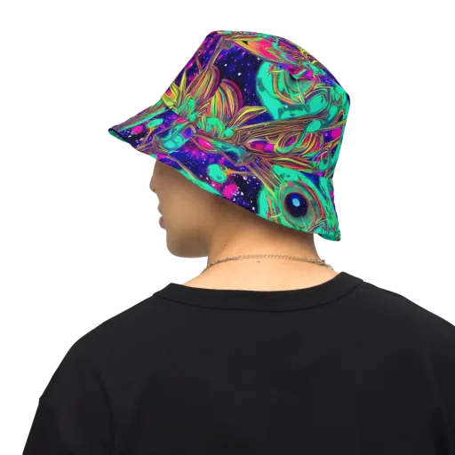 Neon Nebula Reef on a Reversible Bucket Hat