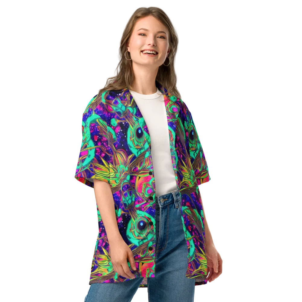 Neon Nebula Reef on Button Shirt — Front