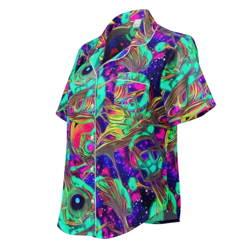 Neon Nebula Reef on a Women's Short Sleeve Pajama Top