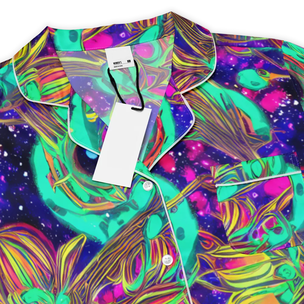 Neon Nebula Reef on Women's Short Sleeve Pajama Top — Product details