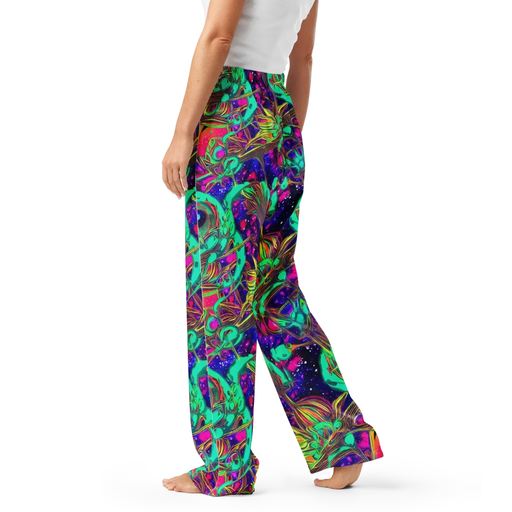 Neon Nebula Reef on Women's Pajama Pants — Left