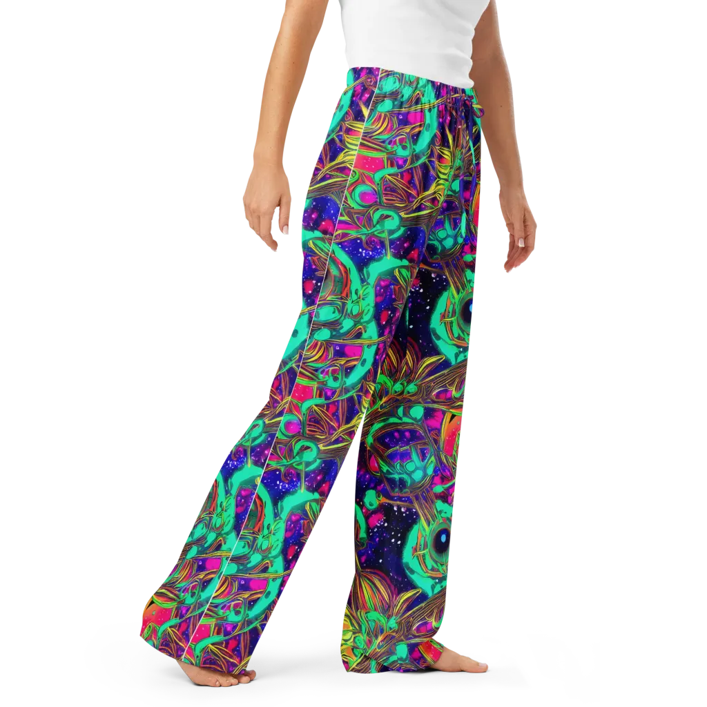 Neon Nebula Reef on Women's Pajama Pants — Right Front