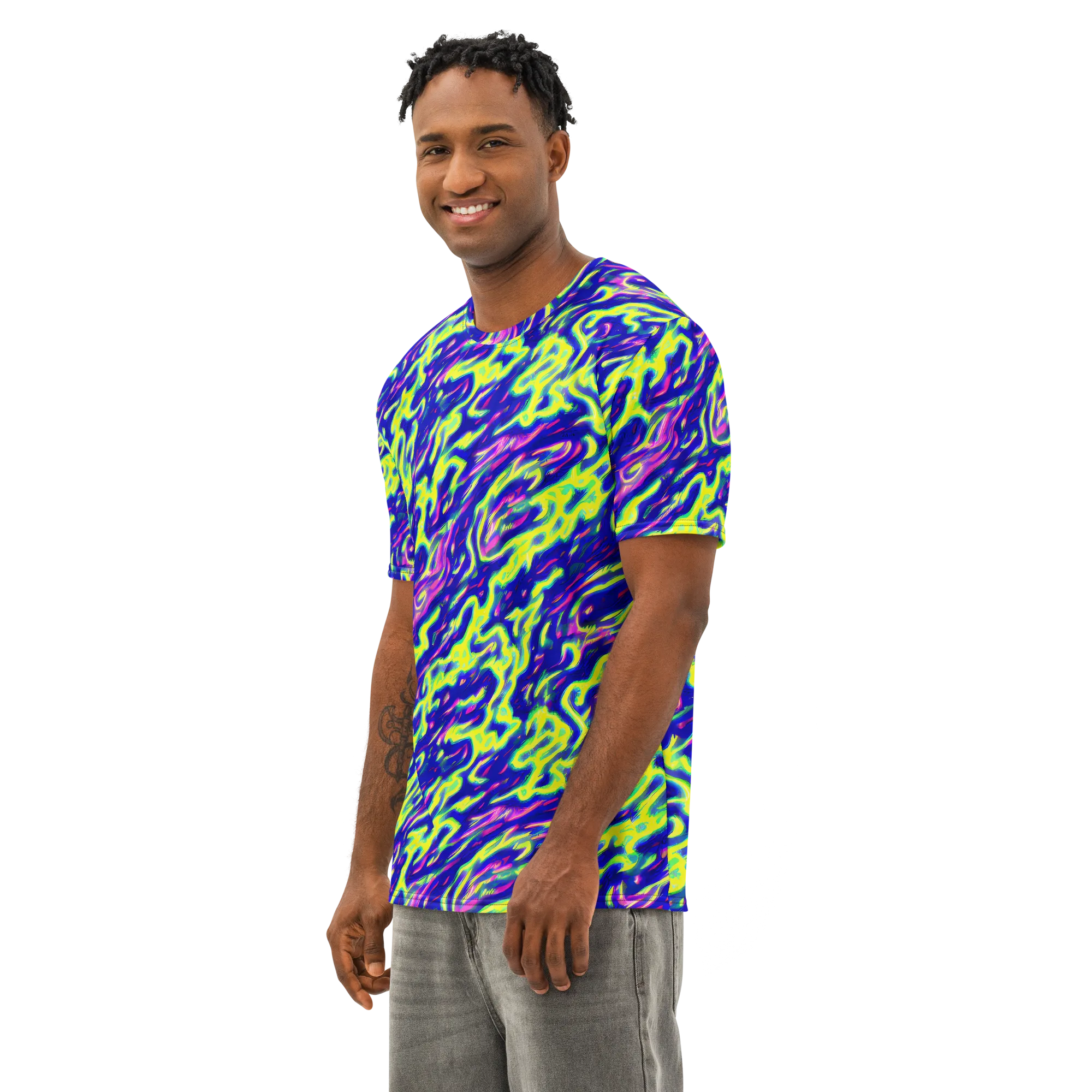 Hyperfluid on Men's Cotton Crew Neck T-Shirt — Left Front