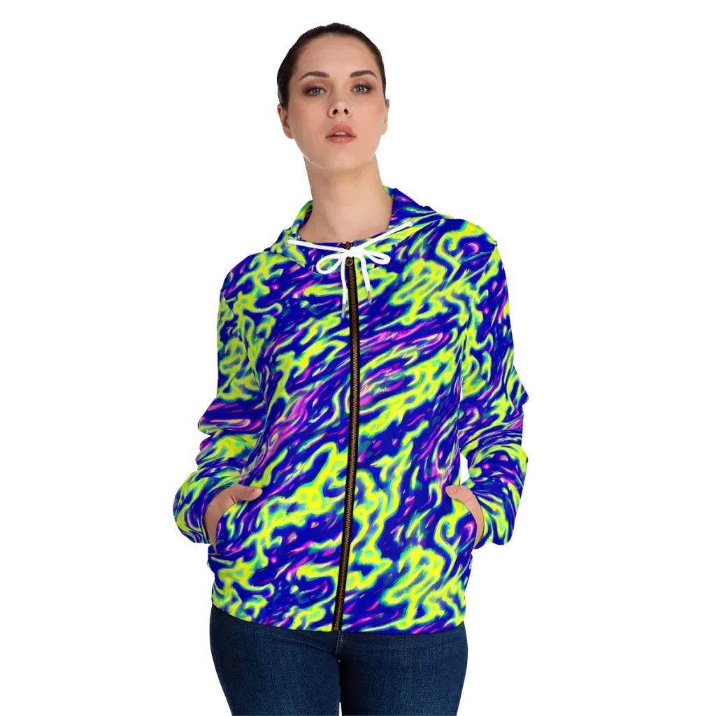 Hyperfluid on Women's Full-Zip Hoodie — Front On Person