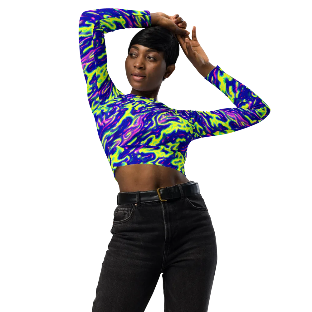 Hyperfluid on Long Sleeve Crop Top — Front