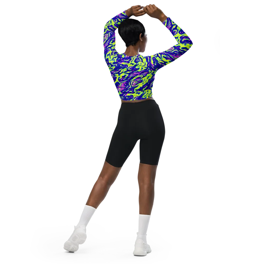 Hyperfluid on Long Sleeve Crop Top — Back