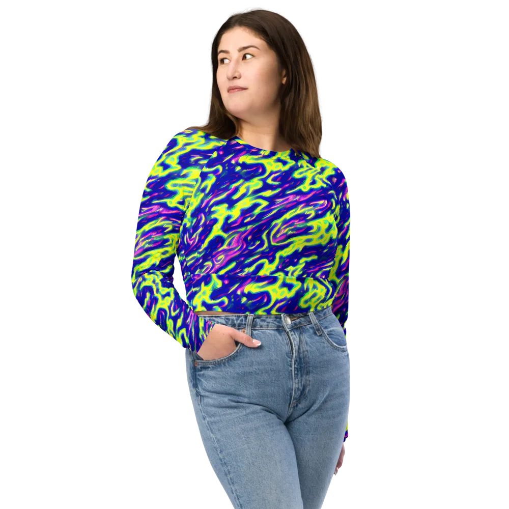 Hyperfluid on Long Sleeve Crop Top — Front