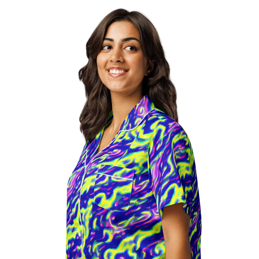 Hyperfluid on Women's Short Sleeve Pajama Top — Left Front