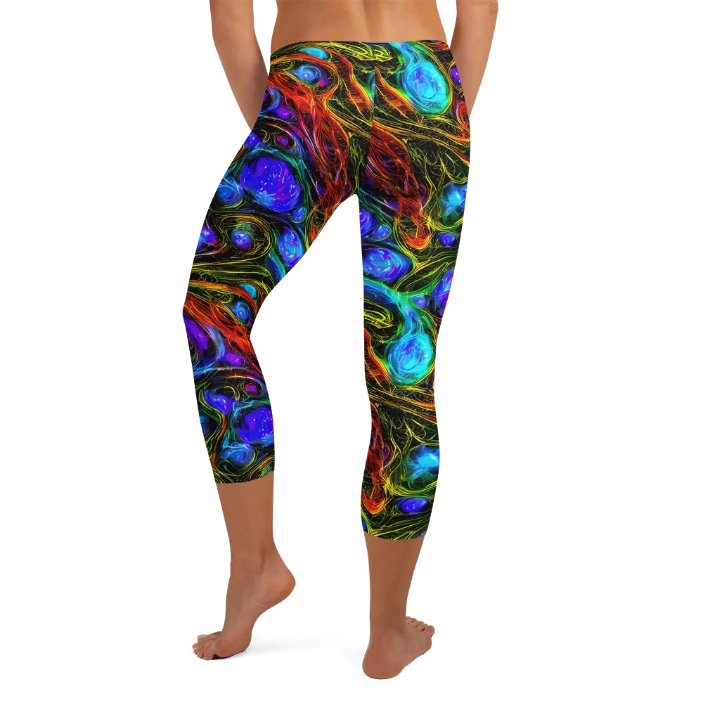 Neon Wildflower on Capri Leggings — Back