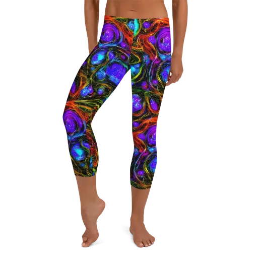 Neon Wildflower on a Capri Leggings