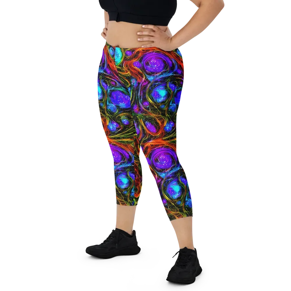 Neon Wildflower on Capri Leggings — Front