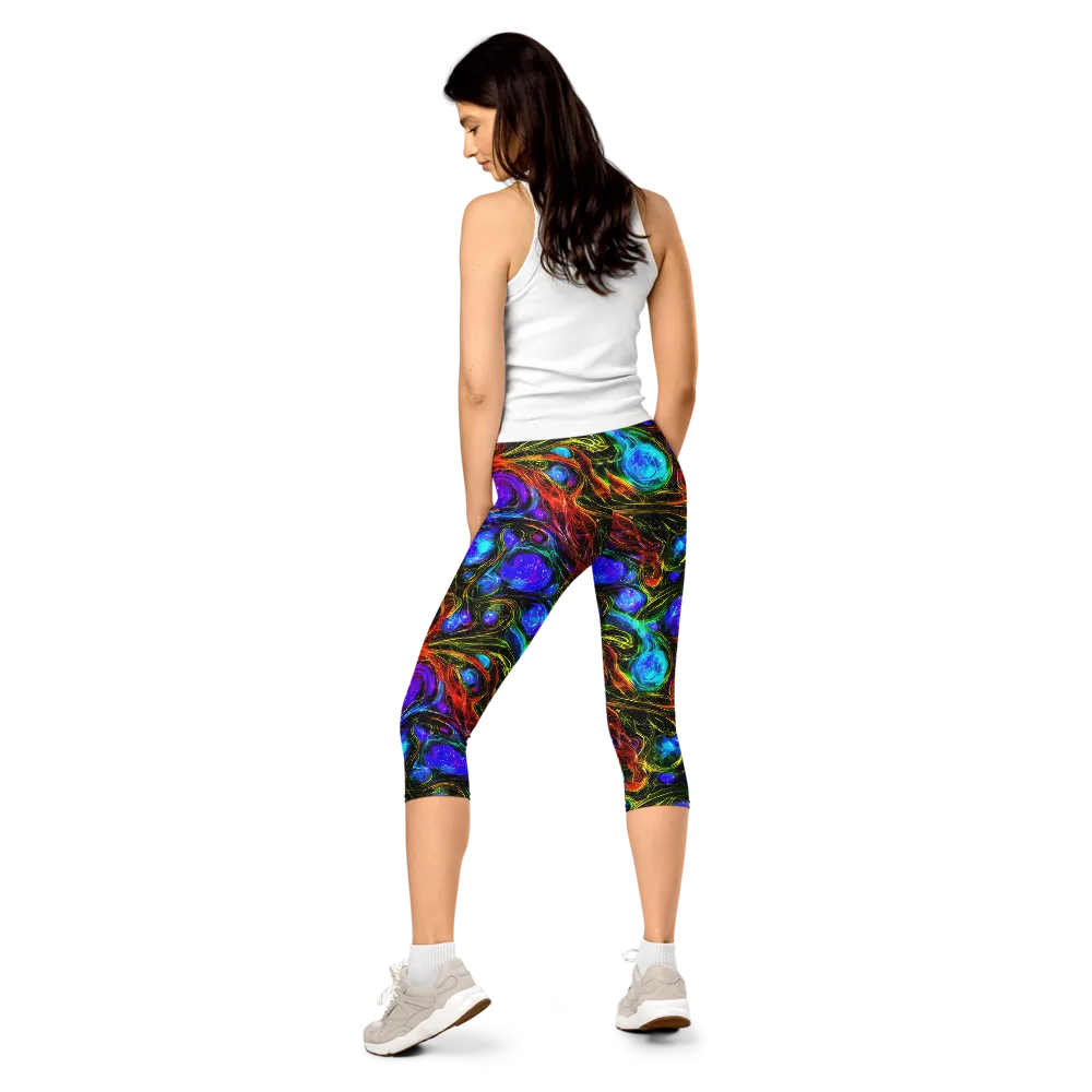 Neon Wildflower on Capri Leggings — Back