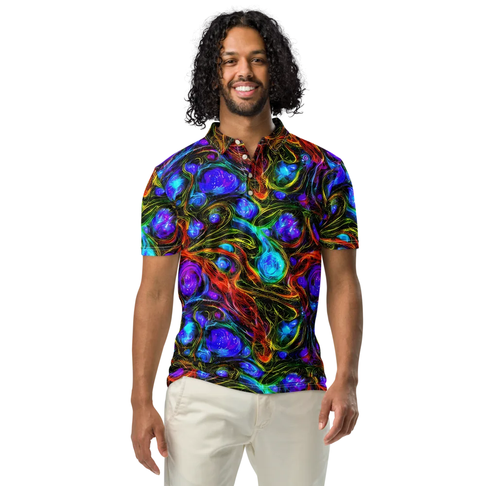 Neon Wildflower on Men's Slim Fit Polo Shirt — Front