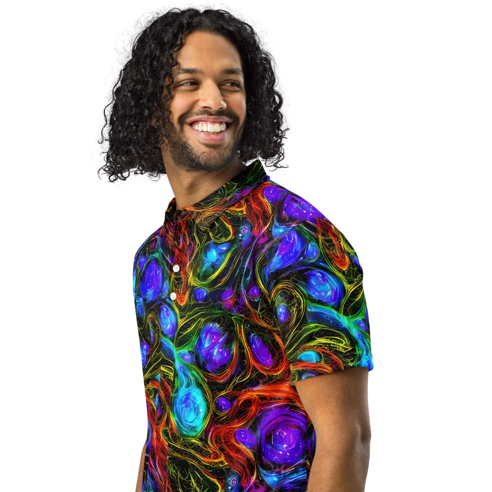 Neon Wildflower on Men's Slim Fit Polo Shirt — Left Front